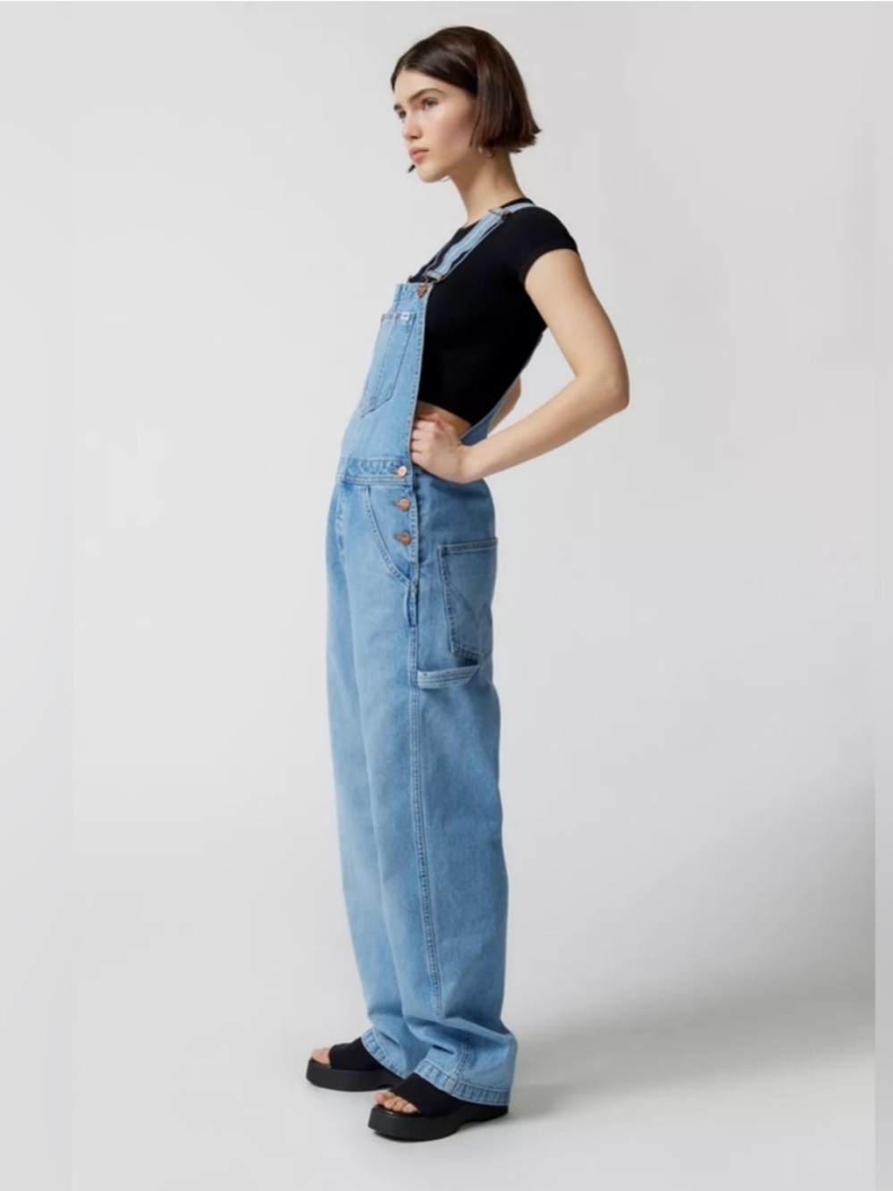 Wrangler Casey Jones Denim Western In Control Wide Leg Denim Overalls Size small - Picture 2 of 11